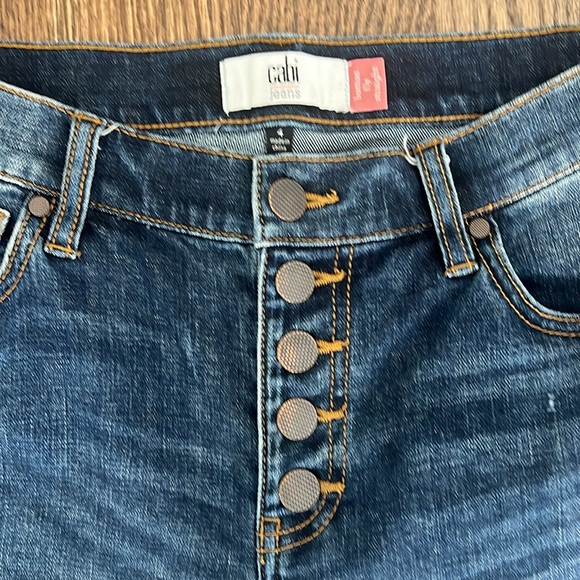 Cabi Button Fly Straight style # 6068 size 4 destructed indigo wash - Picture 5 of 6